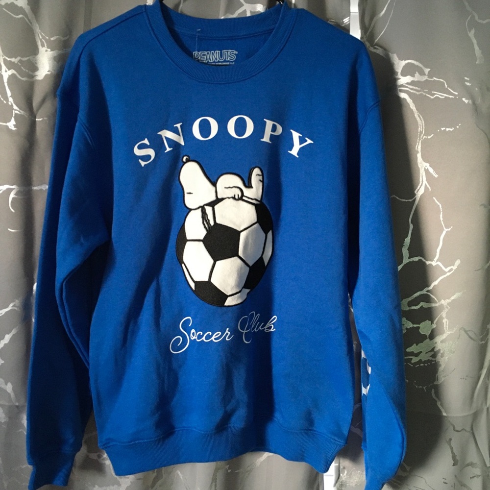 Peanuts Blue Snoopy Soccer Club Crewneck Sweatshirt